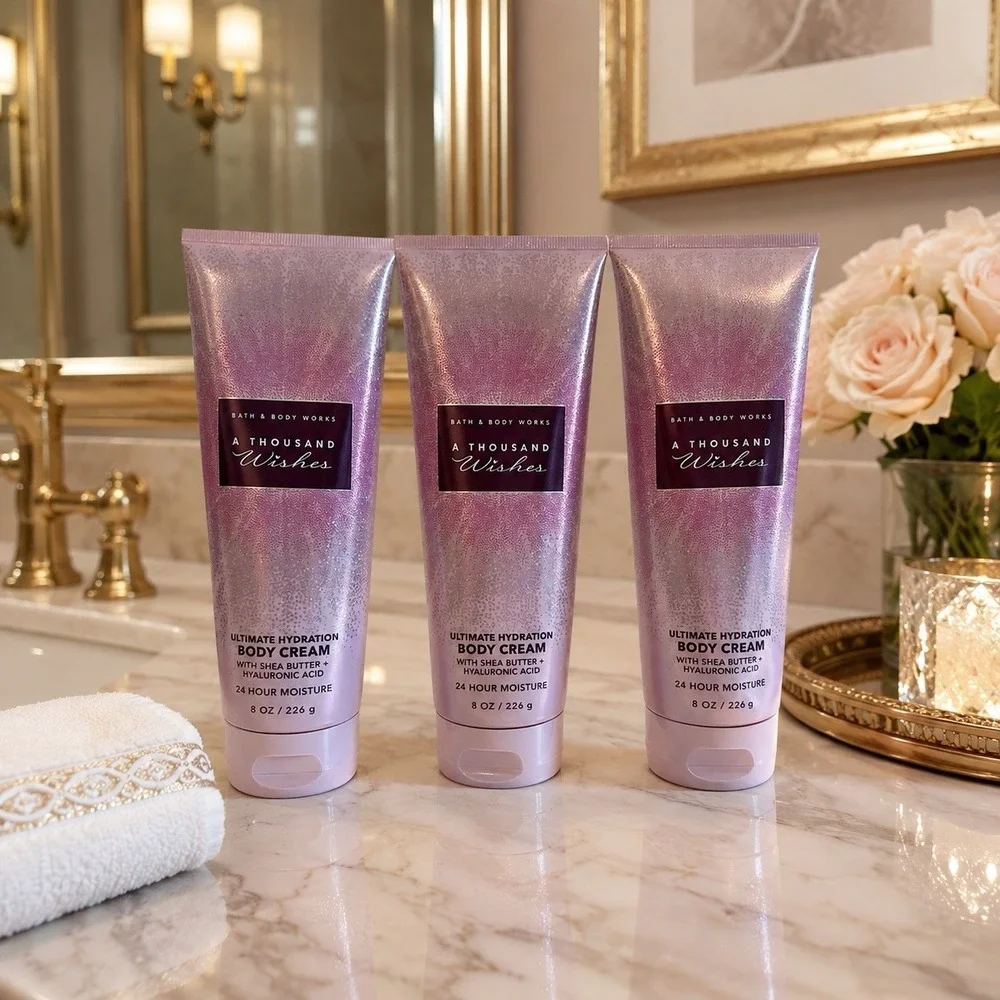 Bath & Body Works A Thousand Wishes Body Cream 8 oz Lot of 3 Older Packaging